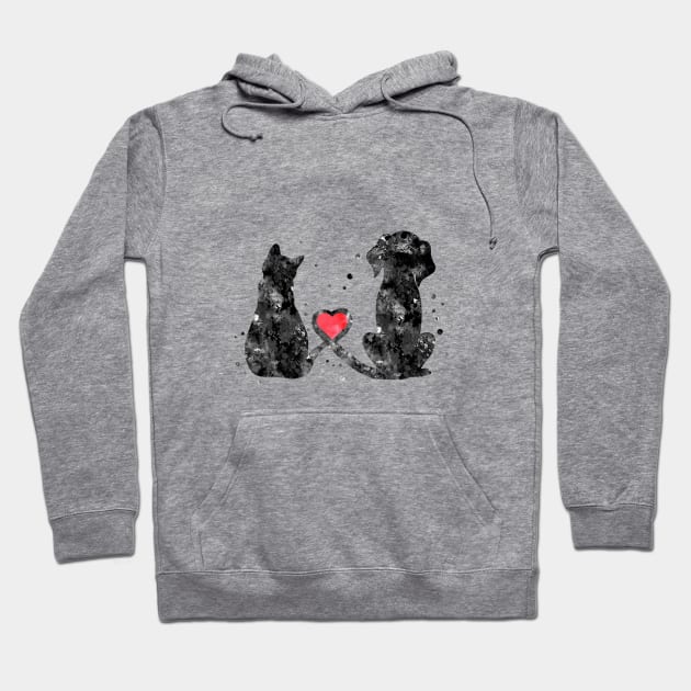 Cat and dog, Hoodie by RosaliArt